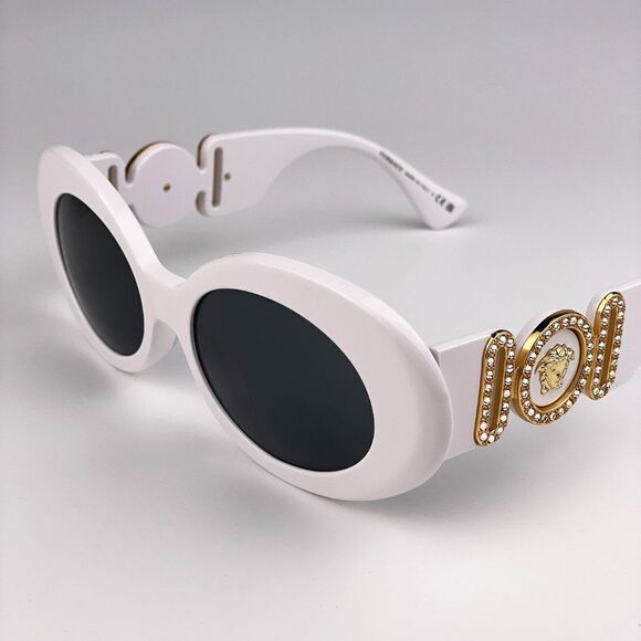 NEW Versace VE4426BU 314/87 MAXI MEDUSA BIGGIE White Dark  Gray Oval Sunglasses - Picture 7 of 12